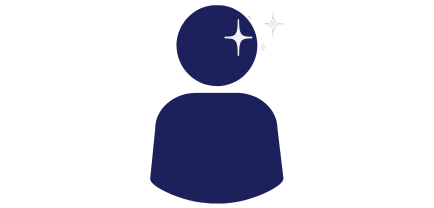 Graphic of person icon with sparkle near their head