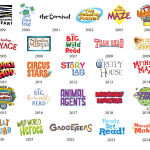 Grid showing the Summer Reading Challenge logos through the years, from 1999 to 2024.